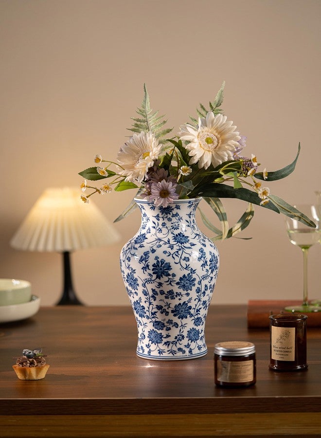 KuJaRen Blue and White Vase,Chinoiserie Porcelain Vases,Floral Blue Vase Decor for Entryway, Coffee Table & Home Accent,Living Room,11" H - Image 5